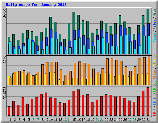 Daily usage for January 2018